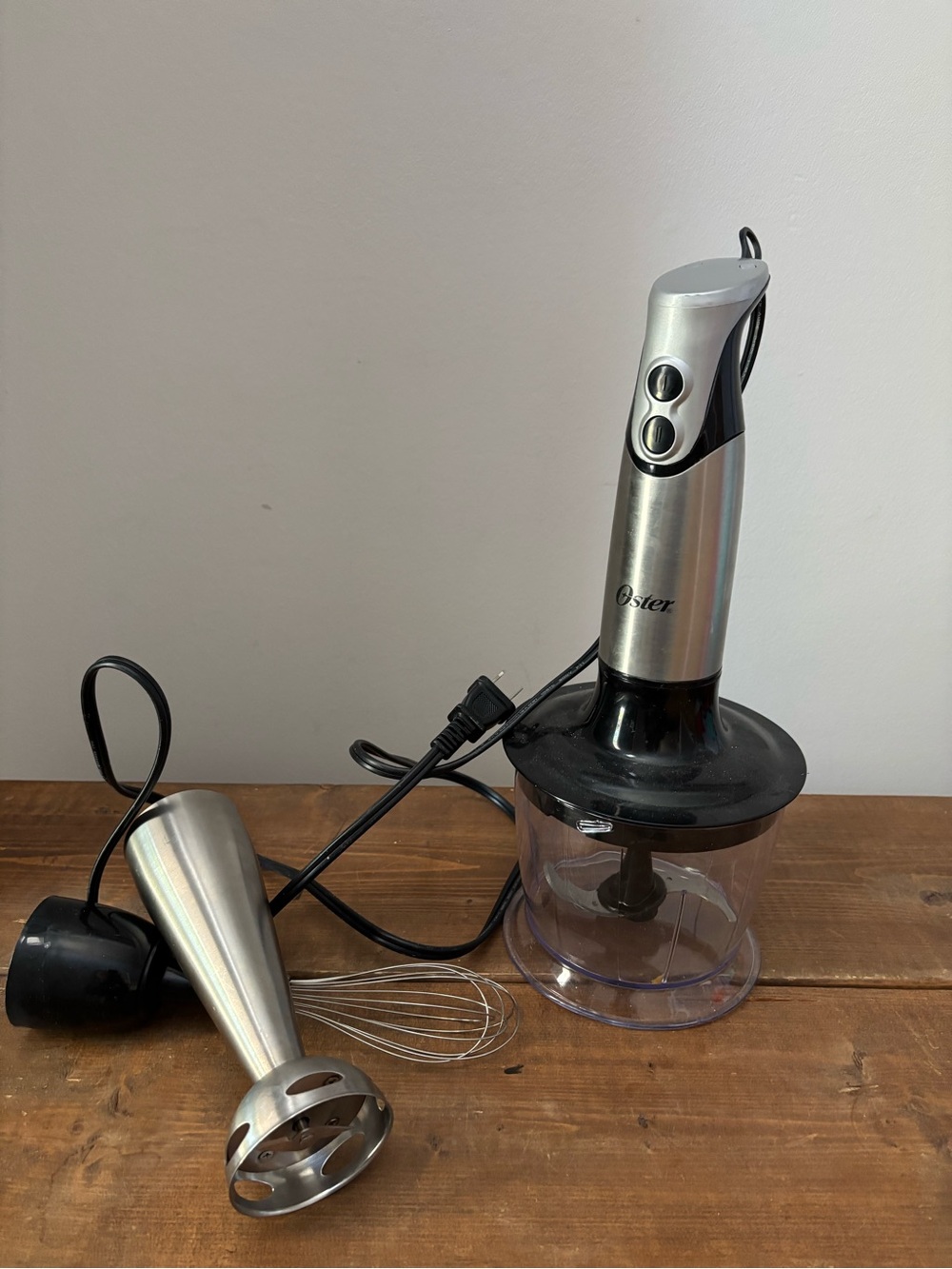 Oster Hand Immersion Blender & Food Processor in Silver and Black